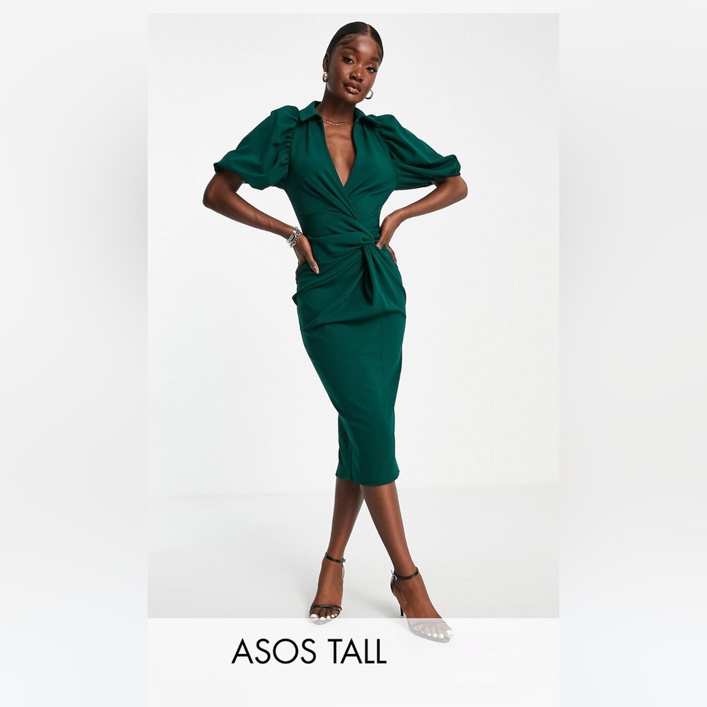 NWT ASOS Tall Emerald Green MIDI Dress